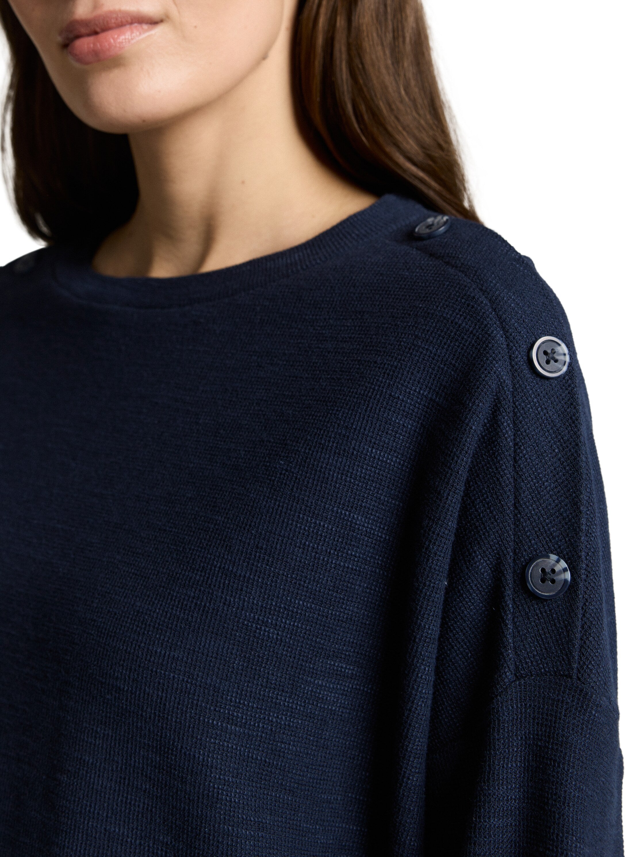TOM TAILOR Longsleeve Damen 3/4-Arm Jacquard-Stoff