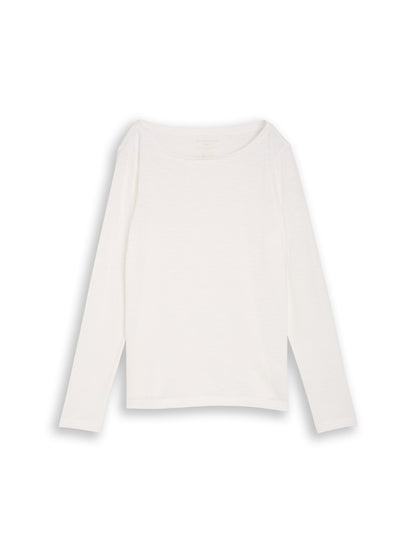 Tom Tailor Denim Unisex Basic Longsleeve U-Boot-Ausschnitt aus Baumwolle
