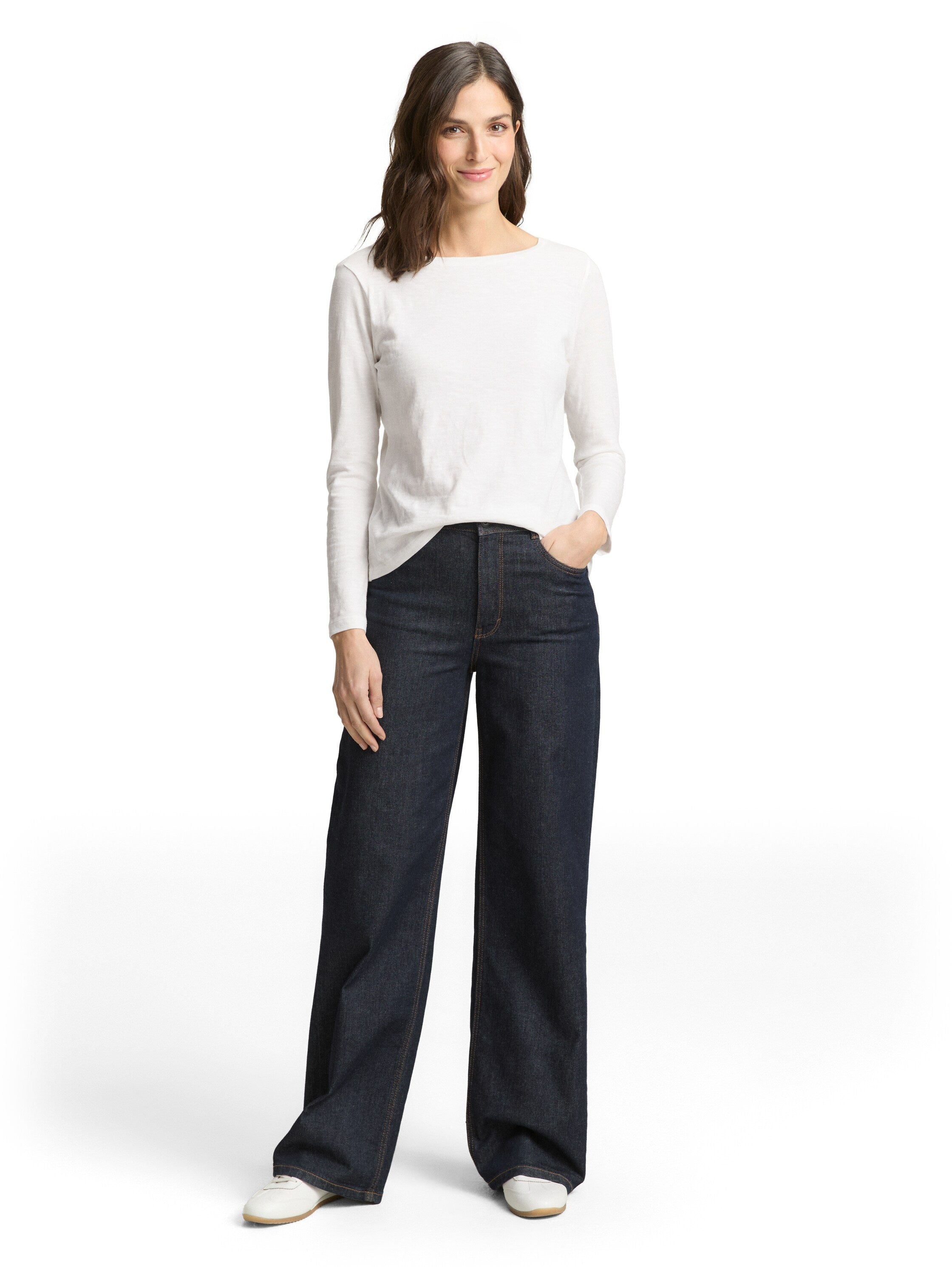Tom Tailor Denim Unisex Basic Longsleeve U-Boot-Ausschnitt aus Baumwolle