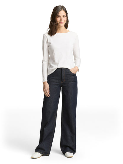 Tom Tailor Denim Unisex Basic Longsleeve U-Boot-Ausschnitt aus Baumwolle