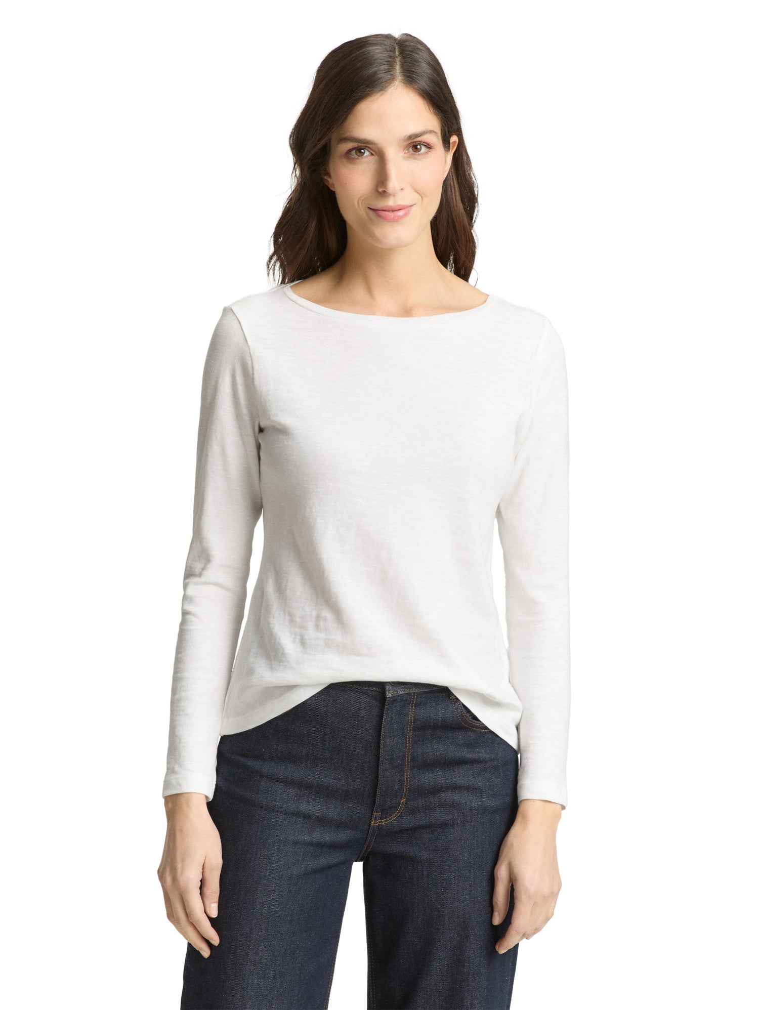 Tom Tailor Denim Unisex Basic Longsleeve U-Boot-Ausschnitt aus Baumwolle