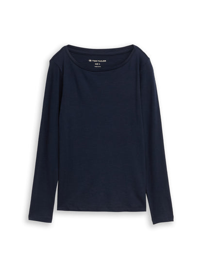 Tom Tailor Denim Unisex Basic Longsleeve U-Boot-Ausschnitt aus Baumwolle