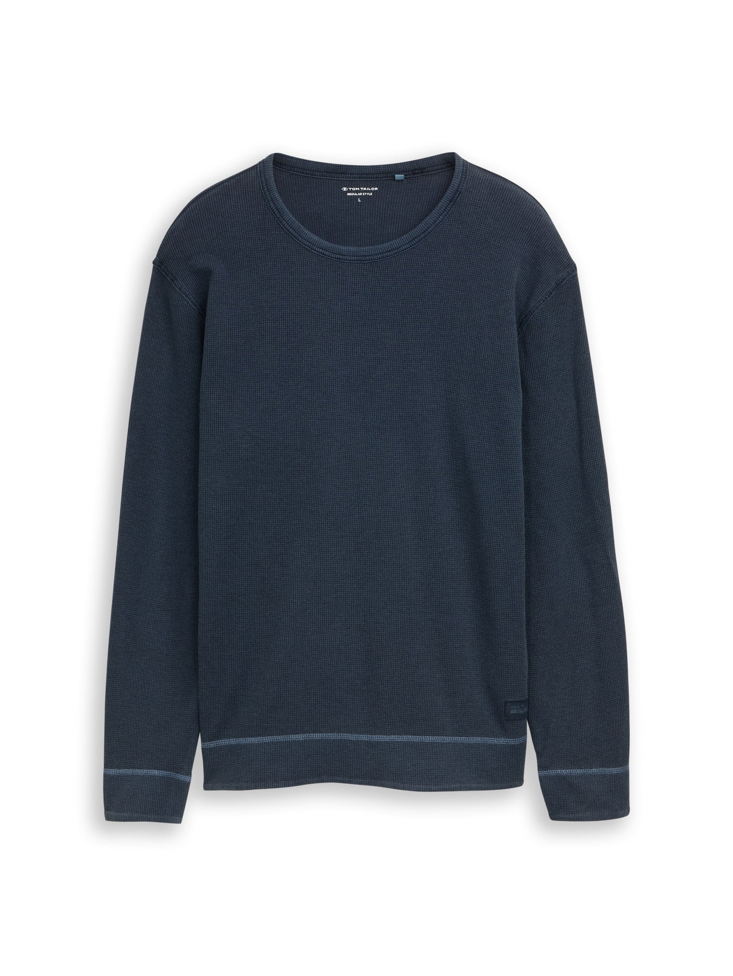 Tom Tailor Denim Male Longsleeve Waffel-Optik Used-Look