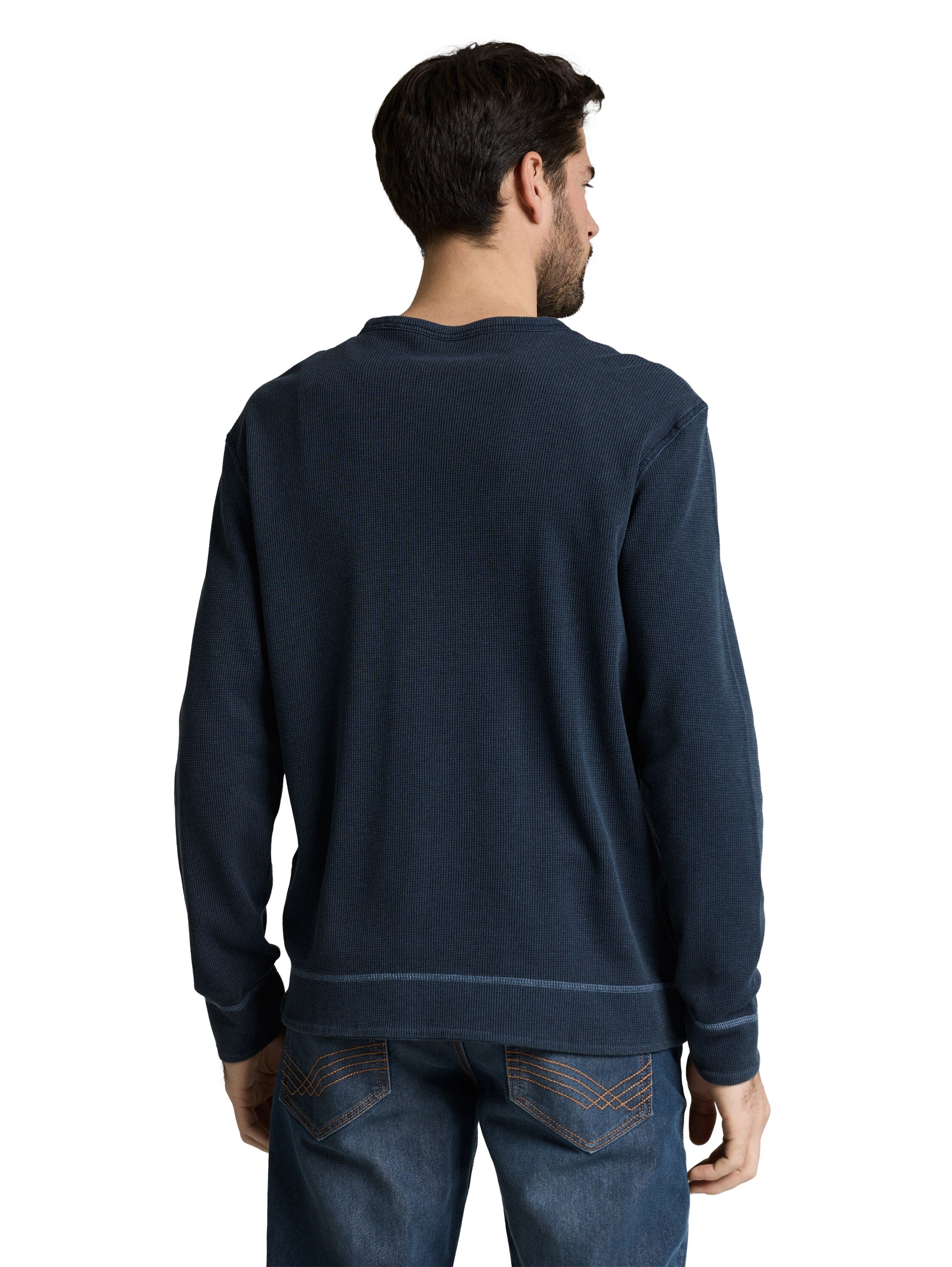 Tom Tailor Denim Male Longsleeve Waffel-Optik Used-Look