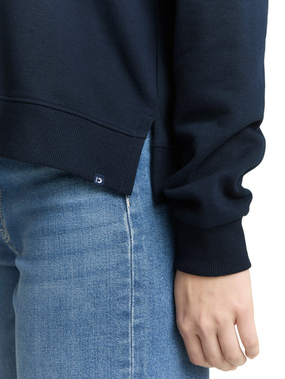 Tom Tailor Denim Damen Hoodie mit Stickerei und Kordelzug