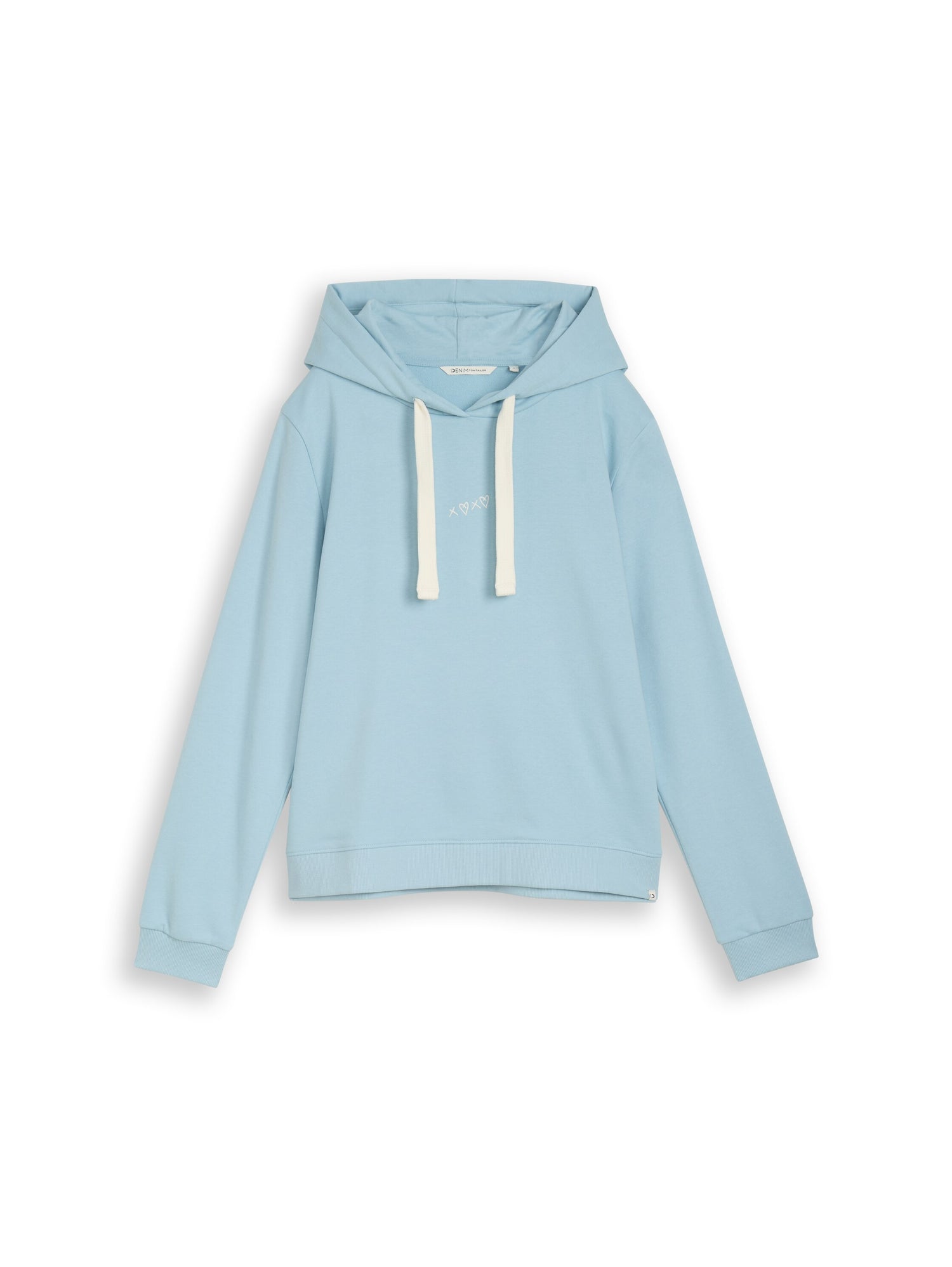 Tom Tailor Denim Damen Hoodie mit Stickerei und Kordelzug