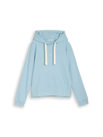 Tom Tailor Denim Damen Hoodie mit Stickerei und Kordelzug