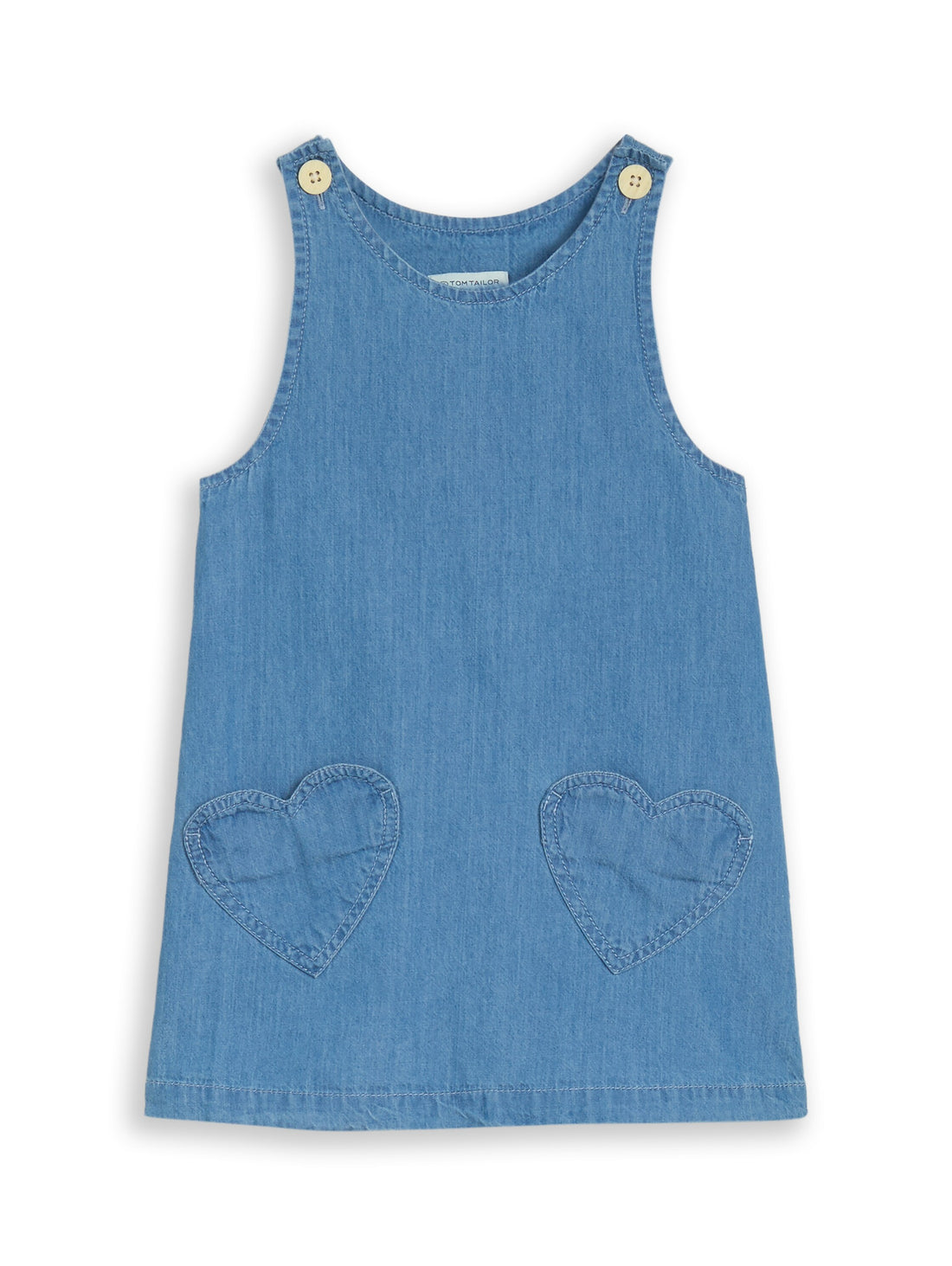 Tom Tailor Kinder Jeanskleid mit Trägern und Herz-Taschen Baumwolle