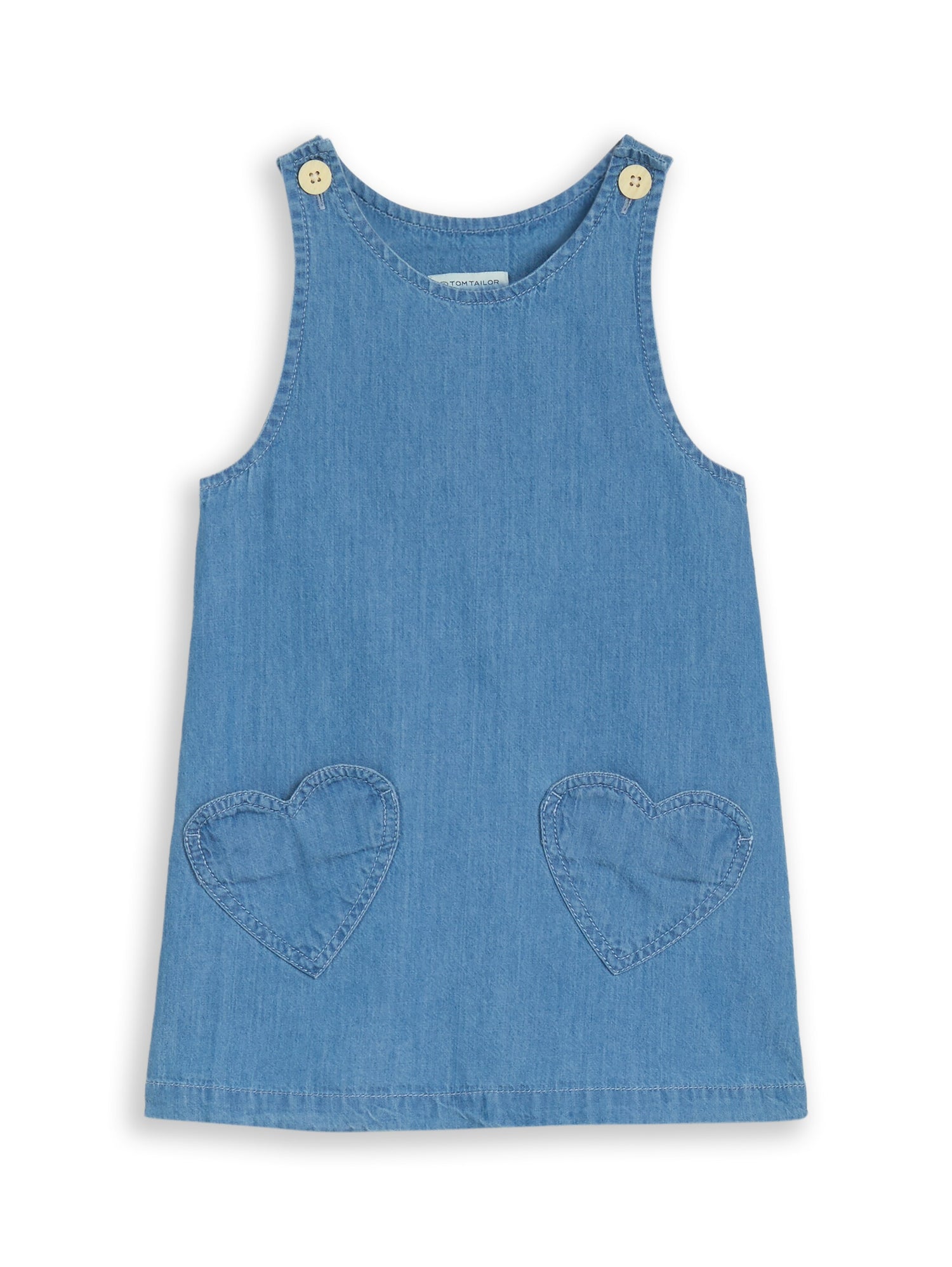 Tom Tailor Kinder Jeanskleid mit Trägern und Herz-Taschen Baumwolle