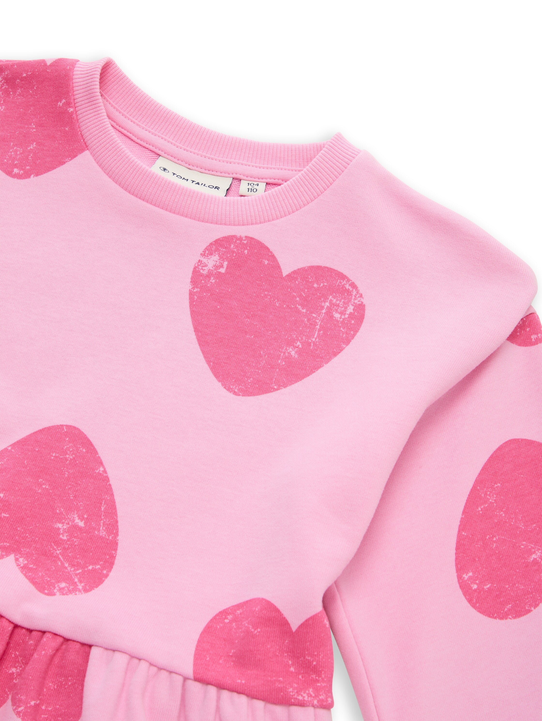 TOM TAILOR Kurzes Sweatshirtkleid Kinder Herz-Motiv Elastic