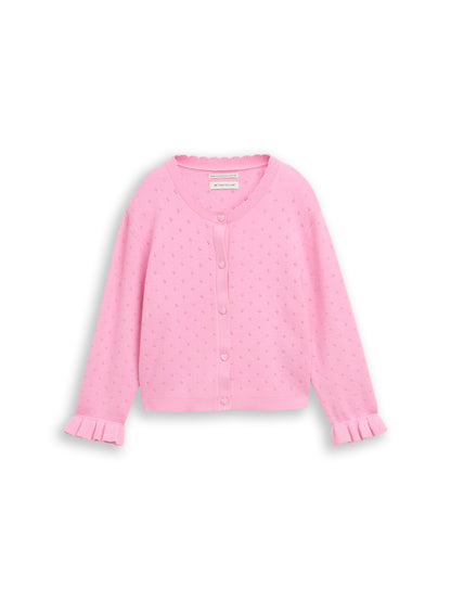 TOM TAILOR Süße Kinder-Strickjacke Mädchen Strickjacke Lochmuster Herz-Knöpfen Viskose