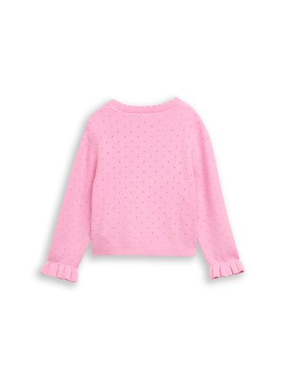 TOM TAILOR Süße Kinder-Strickjacke Mädchen Strickjacke Lochmuster Herz-Knöpfen Viskose