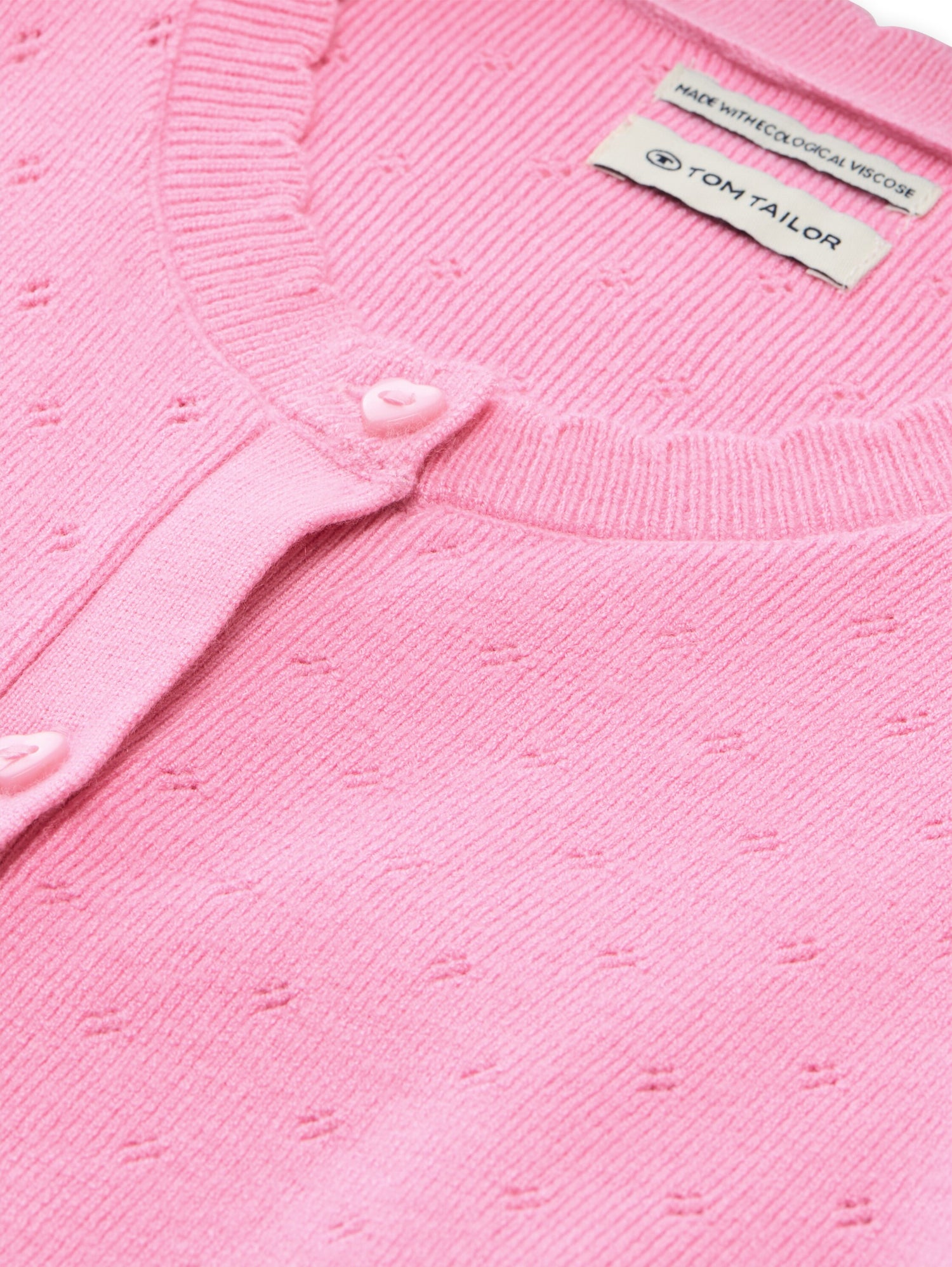 TOM TAILOR Süße Kinder-Strickjacke Mädchen Strickjacke Lochmuster Herz-Knöpfen Viskose