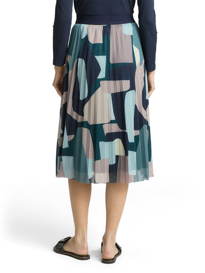 TOM TAILOR Gemusterter Midi-Rock Damen Plissee-Falten Mesh elastischer Bund