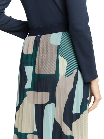 TOM TAILOR Gemusterter Midi-Rock Damen Plissee-Falten Mesh elastischer Bund