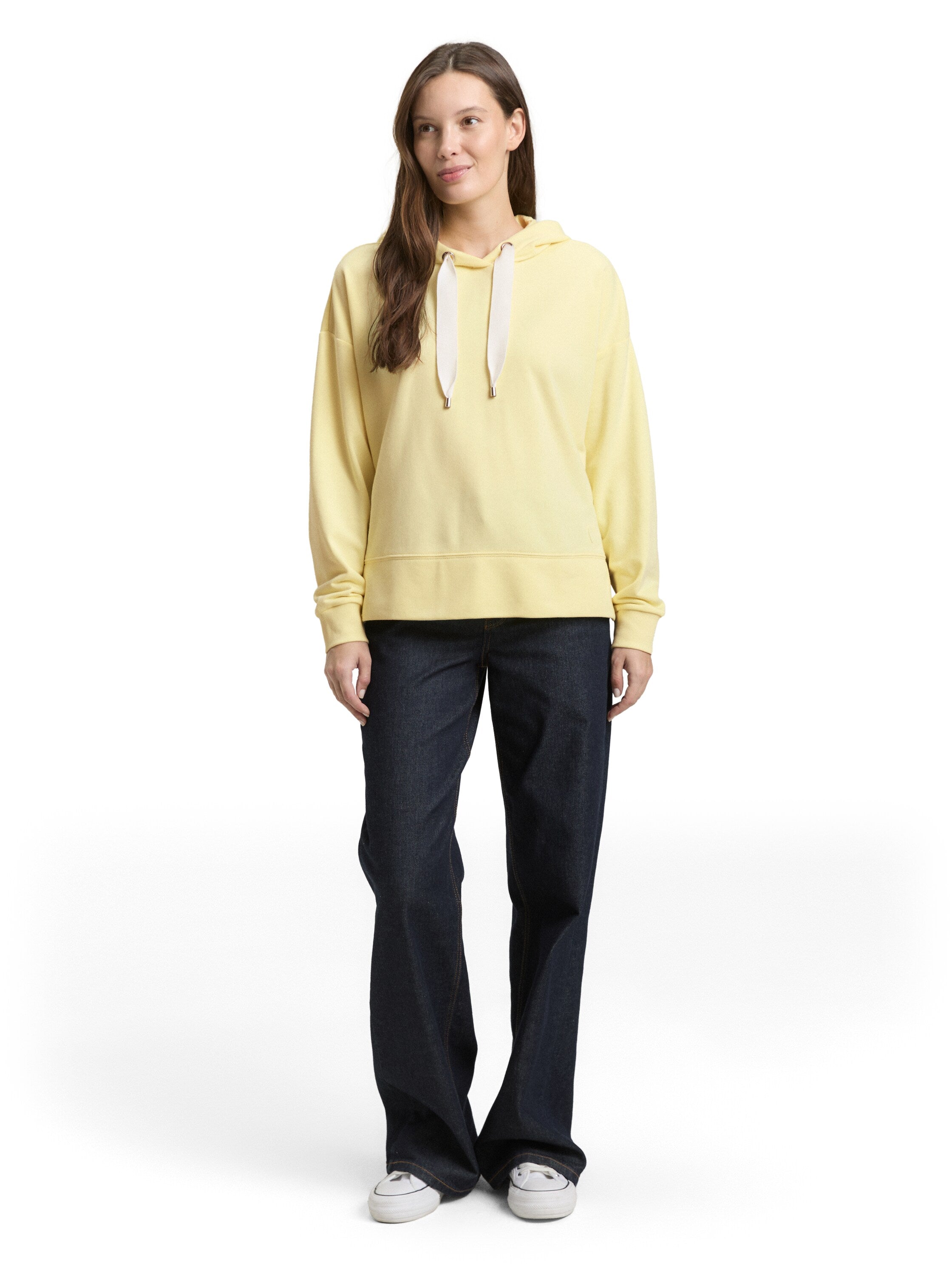 Tom Tailor Denim Damen Hoodie Sweatshirt mit tonalem 3D-Herz