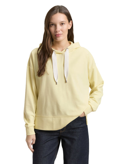 Tom Tailor Denim Damen Hoodie Sweatshirt mit tonalem 3D-Herz