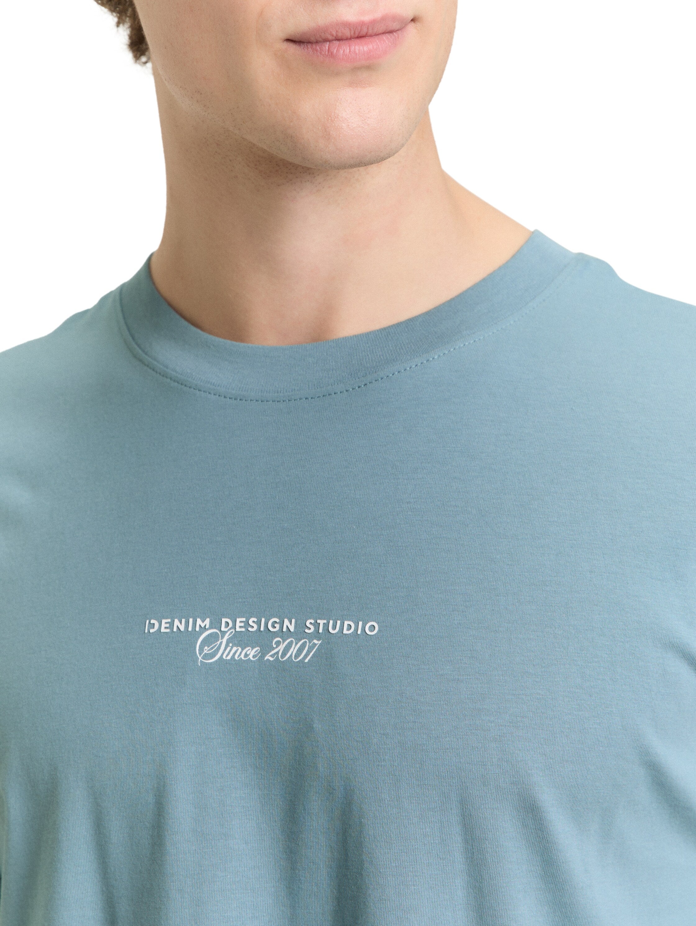 Tom Tailor Denim Male T-Shirt Relaxed Fit mit Schriftzug auf der Brust