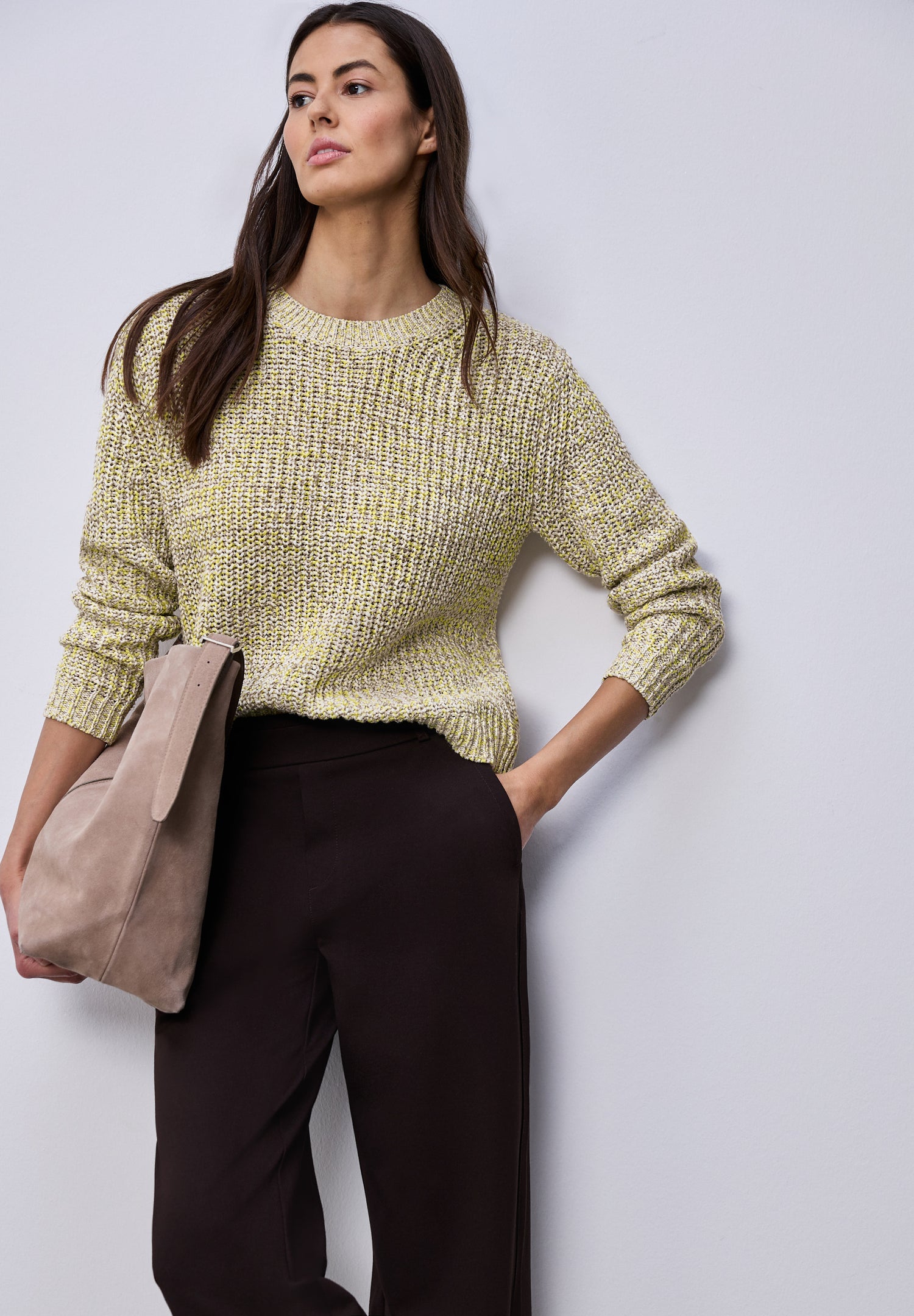 Street One Damen Grobstrickpullover Rundhalsausschnitt Gemütlich Baumwollmix