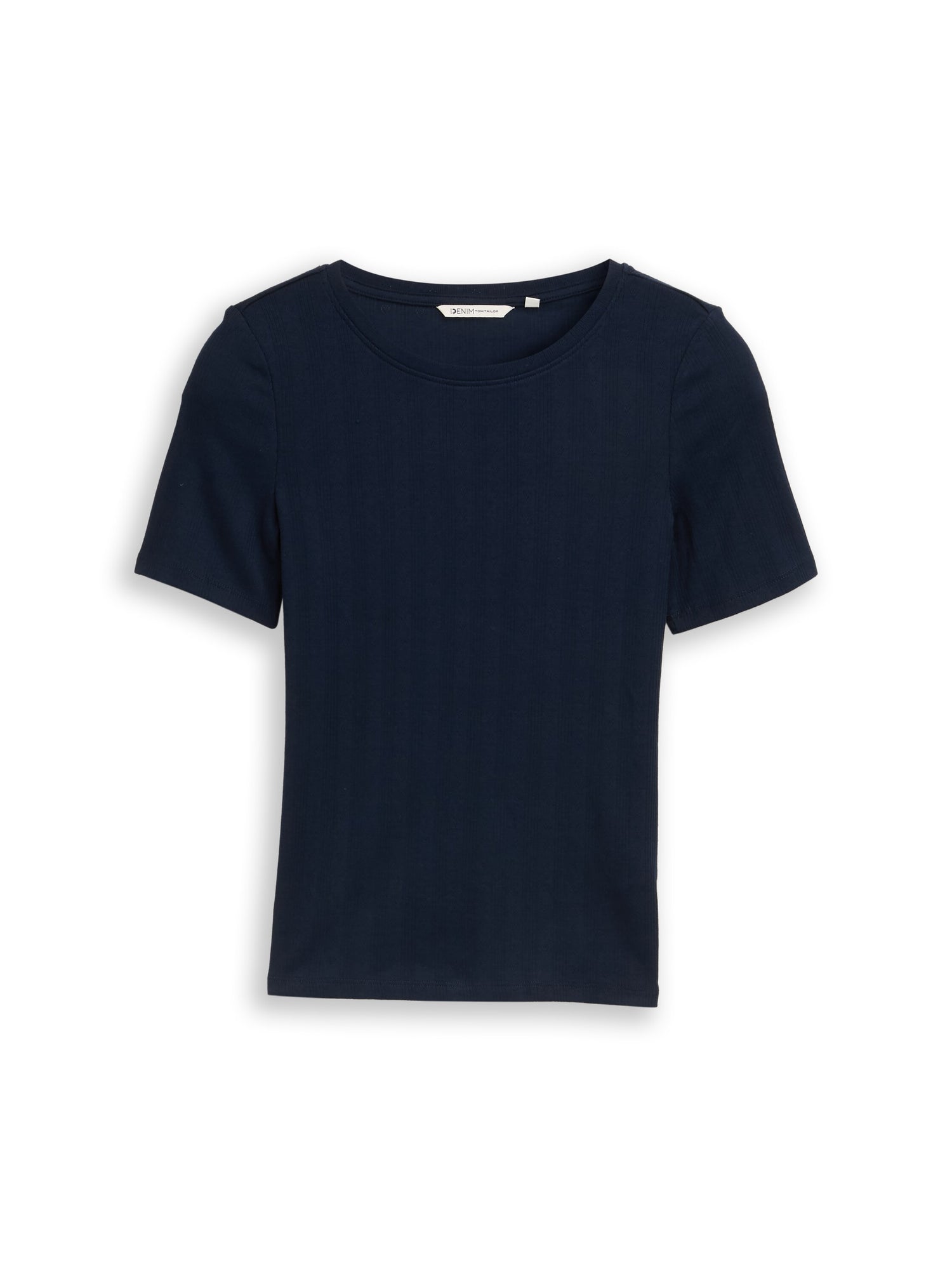 Tom Tailor Denim Female T-Shirt mit Pointelle-Lochmuster Baumwolle Elasthan
