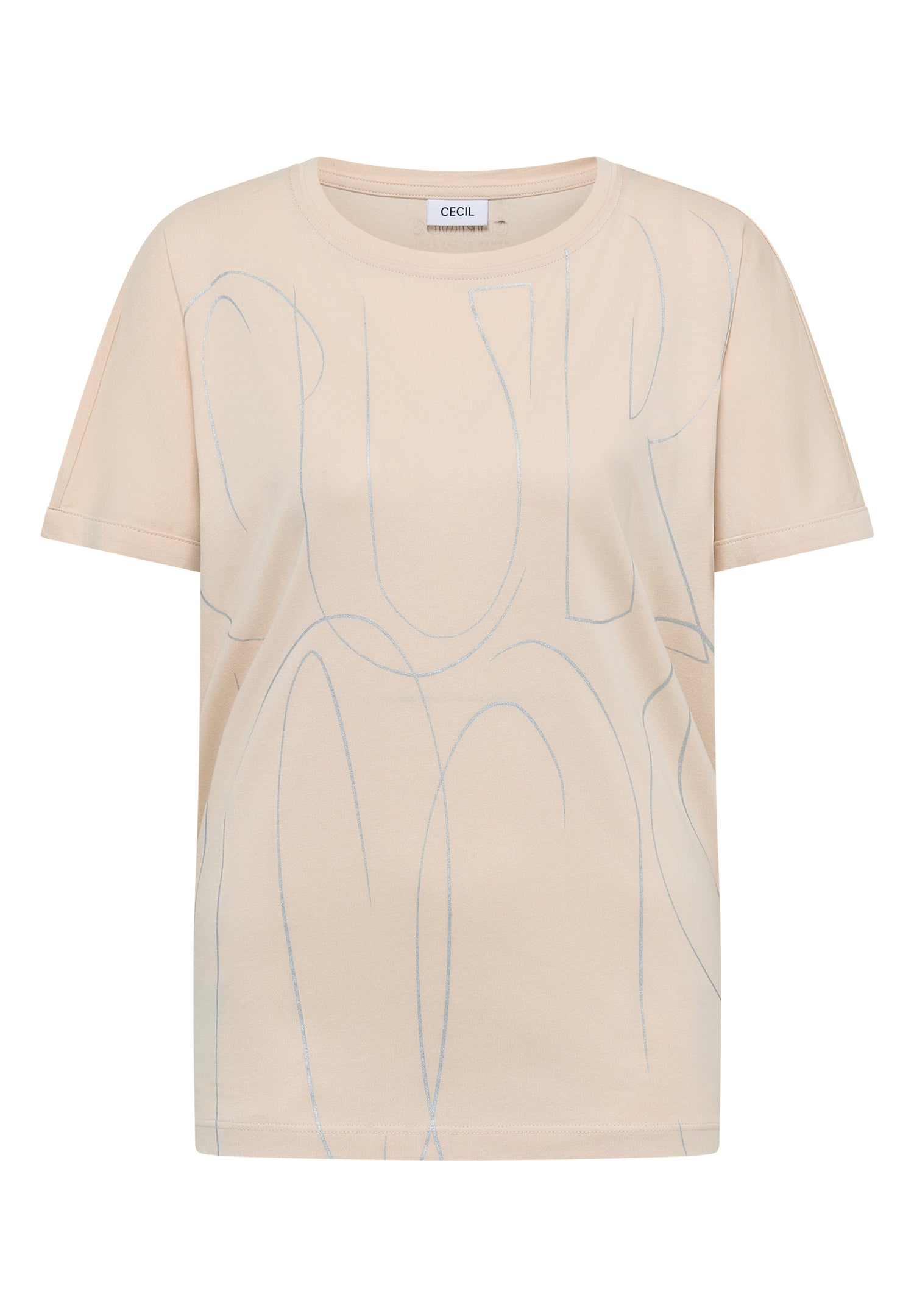 CECIL Damen T-Shirt U-Boot-Ausschnitt Kurzarm Casual Modal Baumwolle