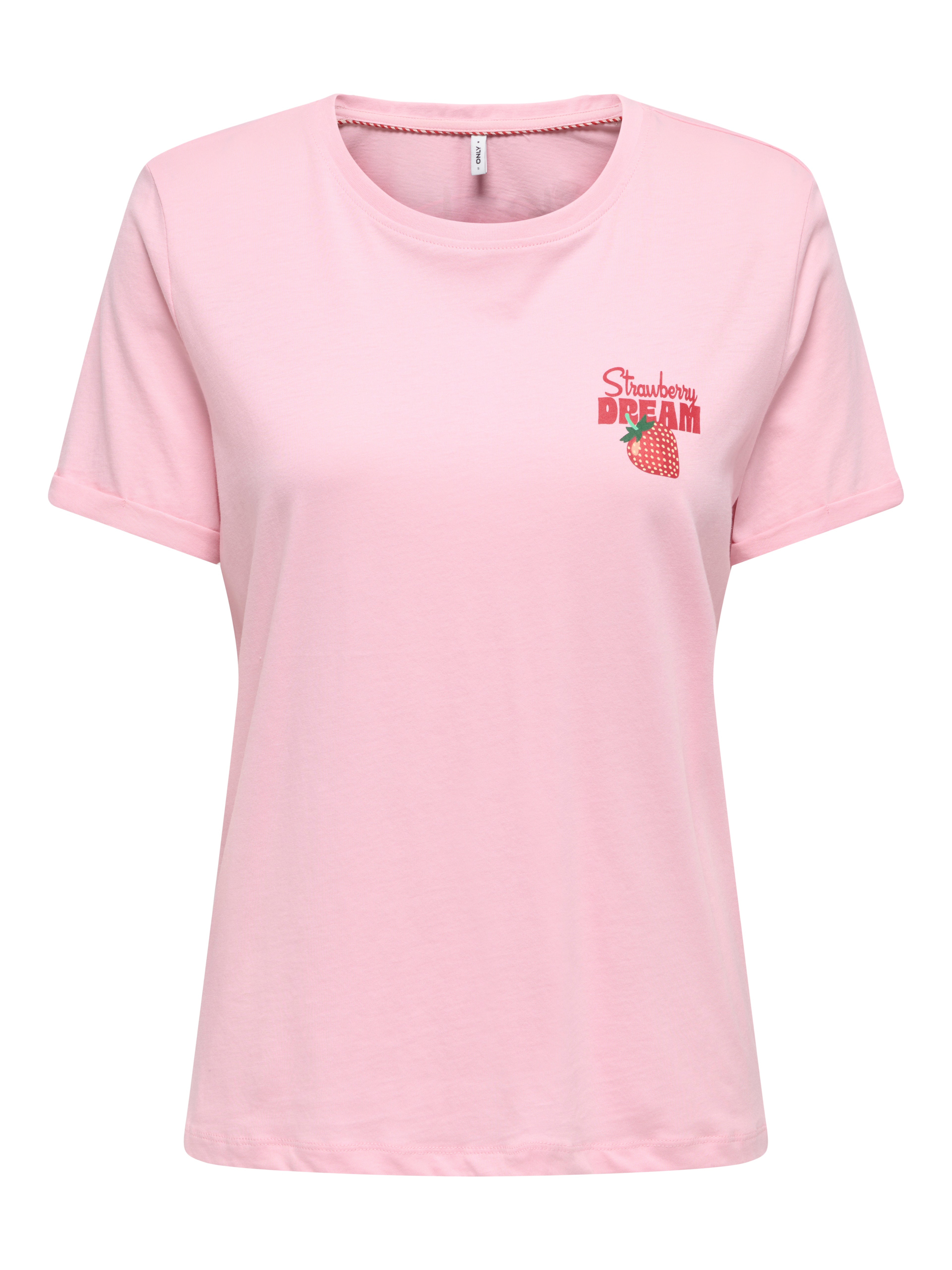 ONLY Glitzer-Effekt Top Damen Rundhals Kurzarm Bio-Baumwolle