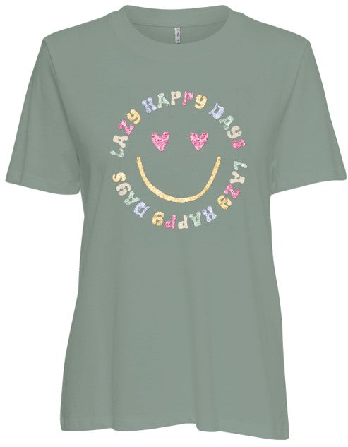 ONLY T-shirt Damen Rundhals Kurzarm Print Normal geschnitten 100% Baumwolle