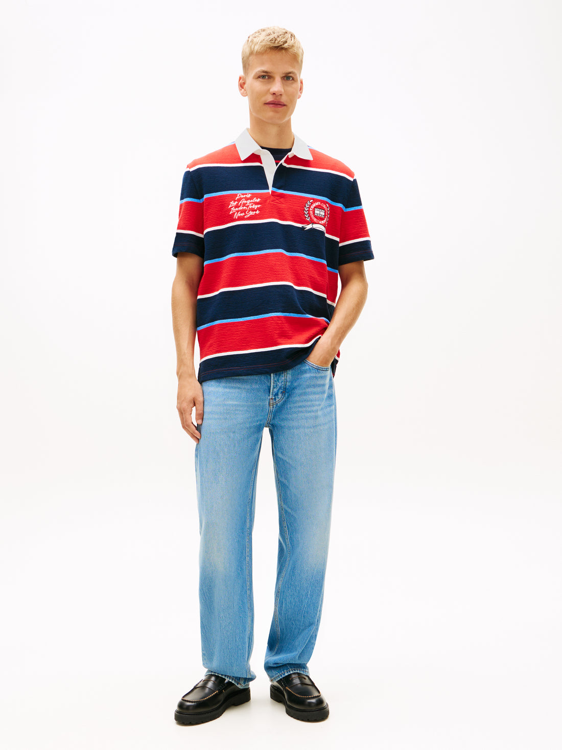 TOMMY HILFIGER Sportswear Division Herren T-Shirt Stripe Rapid Red Stripe