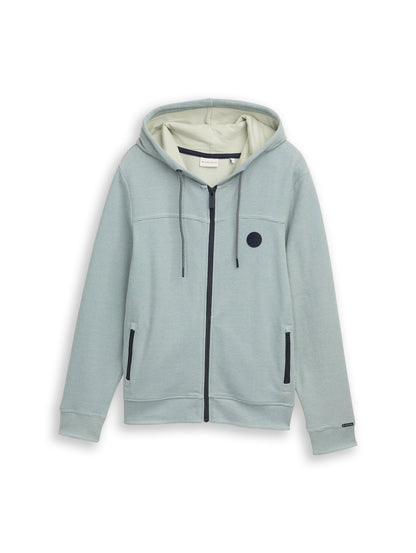 TOM TAILOR Logo Herren Sweatshirtjacke mit Kapuze und Reißverschluss