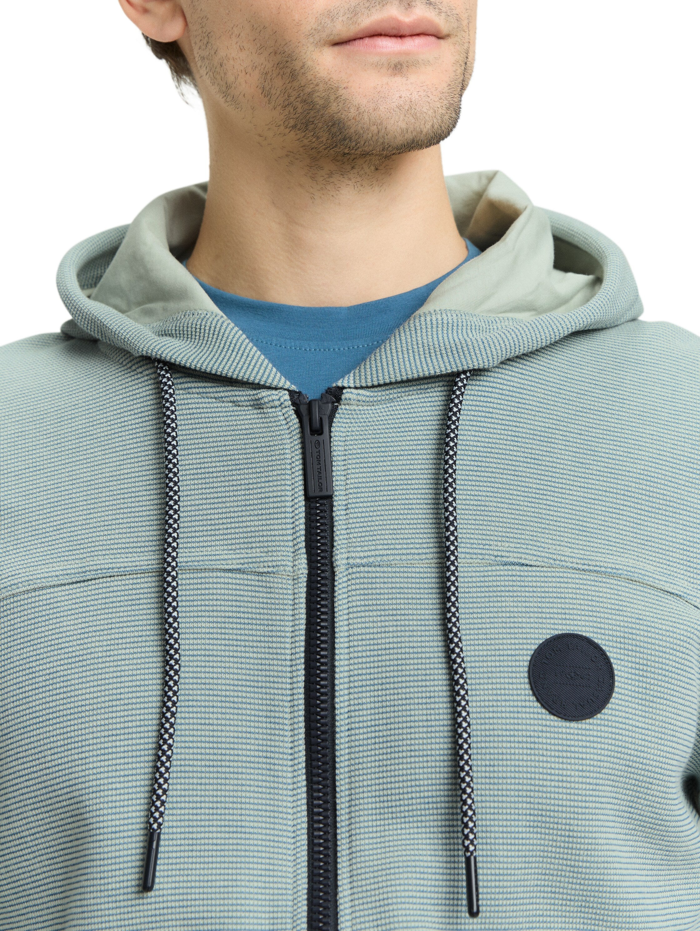 TOM TAILOR Logo Herren Sweatshirtjacke mit Kapuze und Reißverschluss