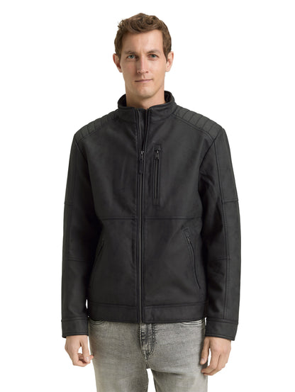 TOM TAILOR Fake-Lederjacke Herren Bikerstyle mit Reißverschluss