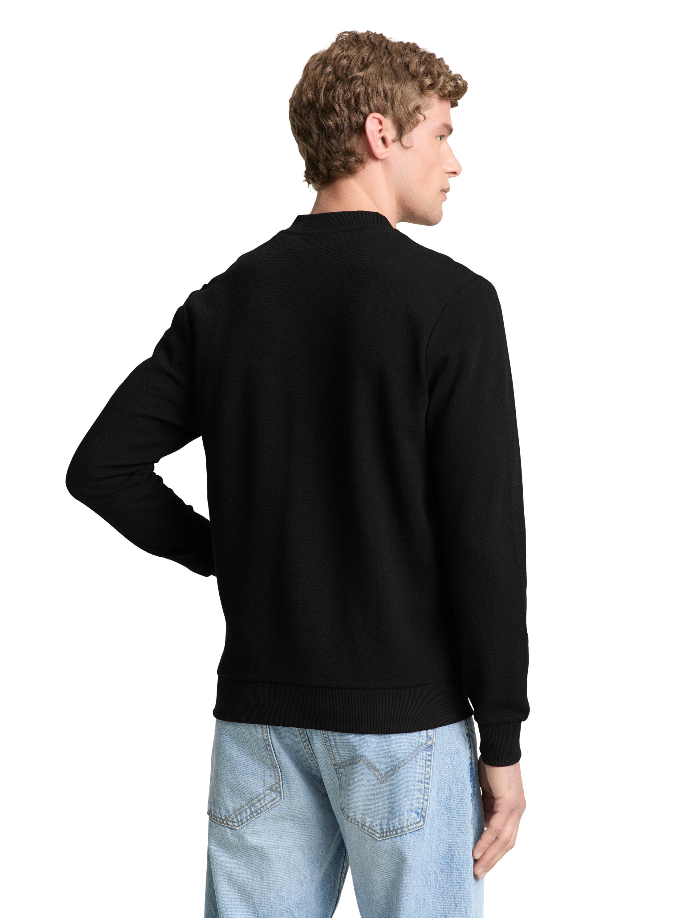 Tom Tailor Denim Herren Sweatjacke Bomber-Style Logo-Print Baumwolle