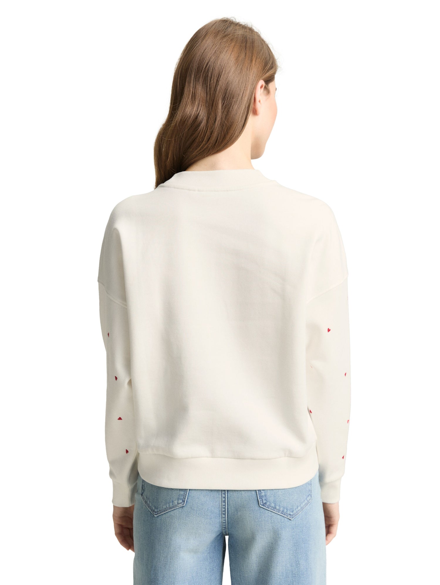 TOM TAILOR Herz-Stickerei Sweatshirt Damen Oversized Baumwolle