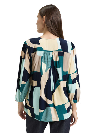 TOM TAILOR Bluse Damen 3/4-Arm V-Ausschnitt Raffungen