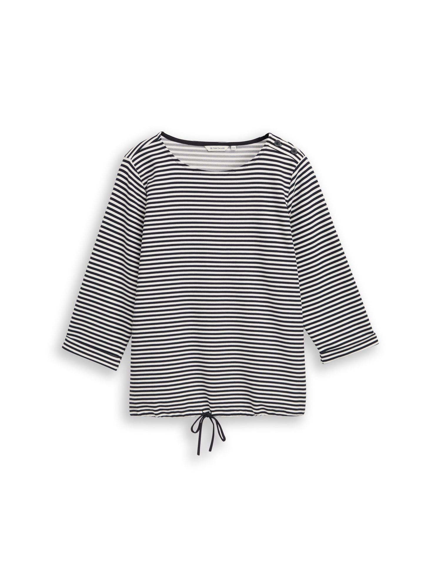 Tom Tailor Denim Female Longsleeve mit Kordelzug und Fake-Knopfleiste