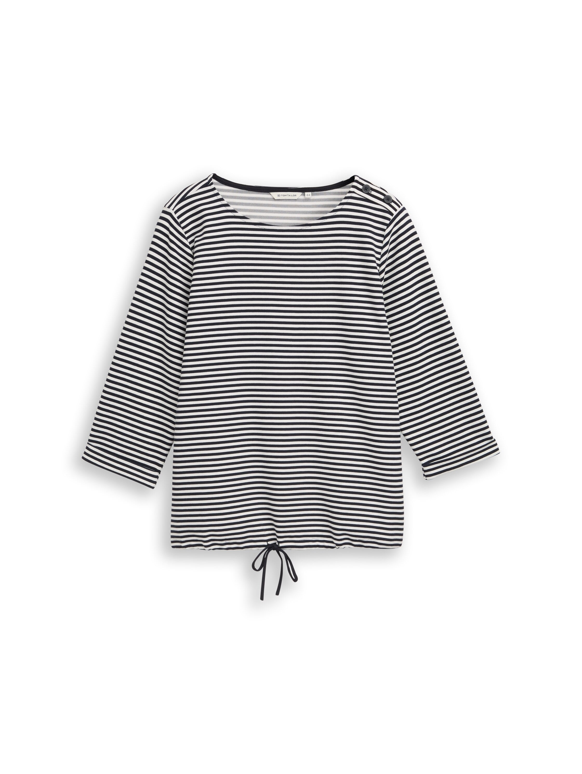Tom Tailor Denim Female Longsleeve mit Kordelzug und Fake-Knopfleiste