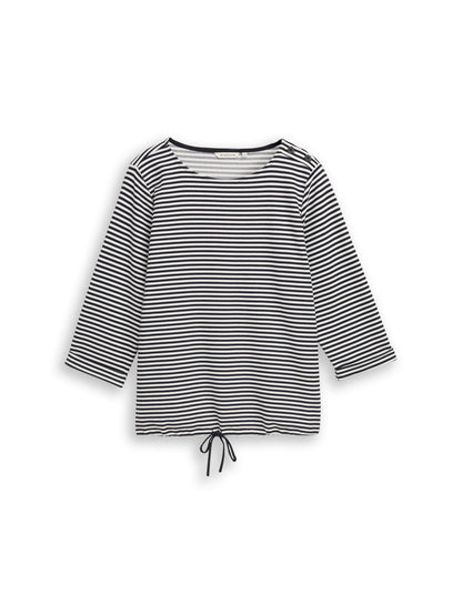 Tom Tailor Denim Female Longsleeve mit Kordelzug und Fake-Knopfleiste