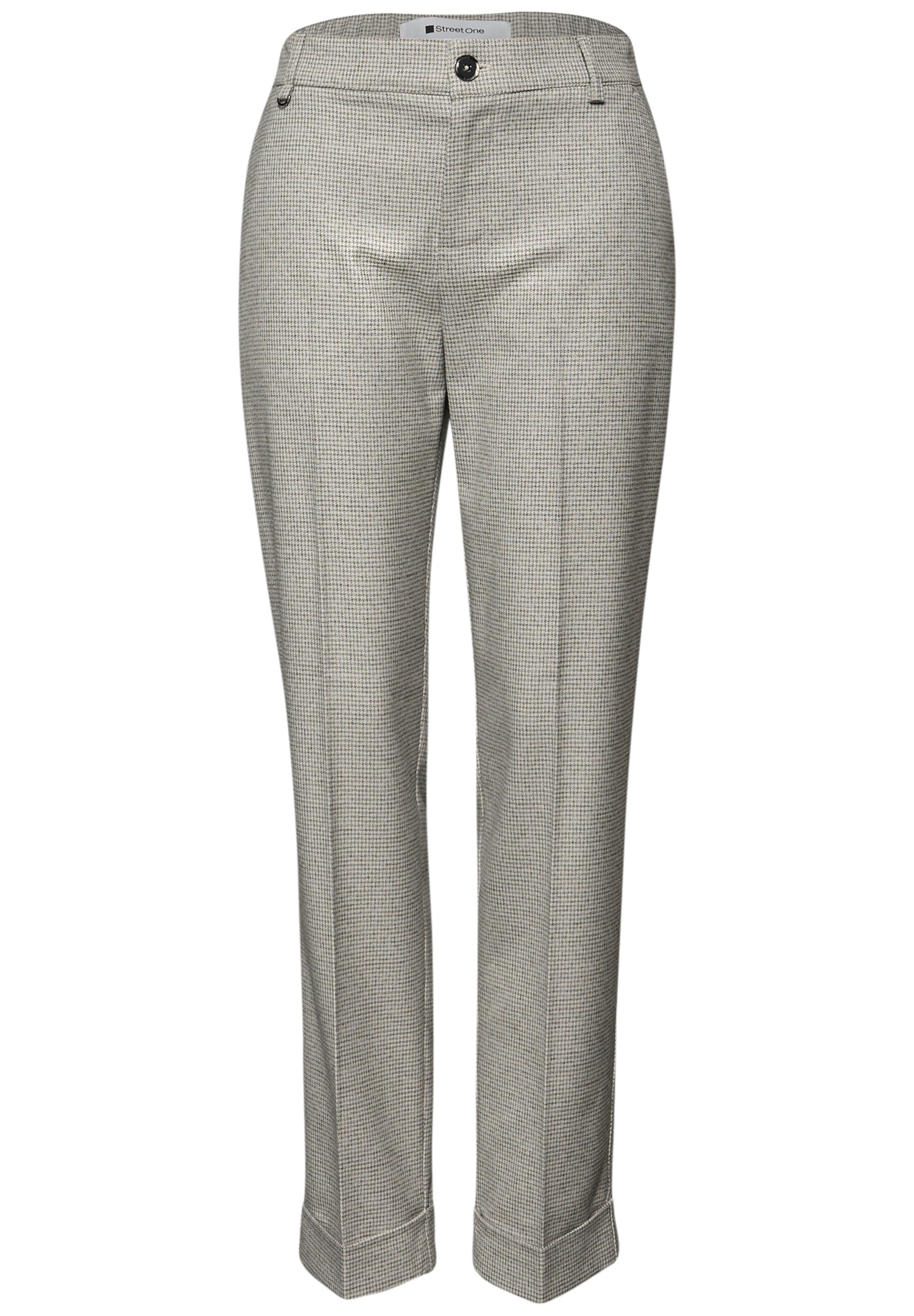 Street One Damen Hose Slim Leg Houndstooth Turn-Up Casual Fit