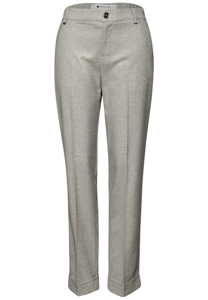 Street One Damen Hose Slim Leg Houndstooth Turn-Up Casual Fit