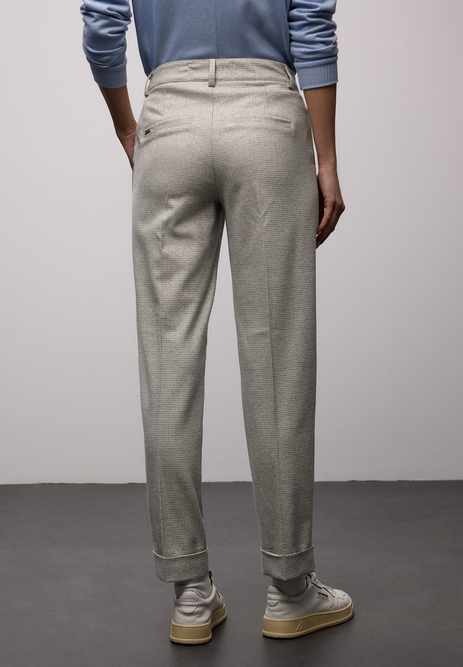 Street One Damen Hose Slim Leg Houndstooth Turn-Up Casual Fit