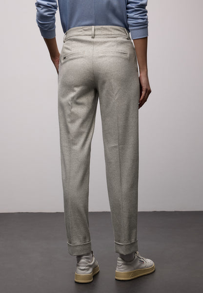 Street One Damen Hose Slim Leg Houndstooth Turn-Up Casual Fit