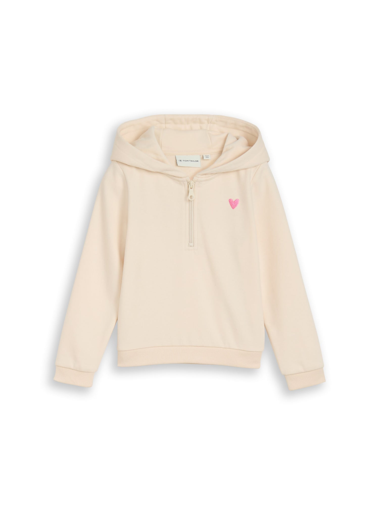 TOM TAILOR Hoodie Kinder Sweatshirt mit Herz-Print halber Reißverschlusskragen