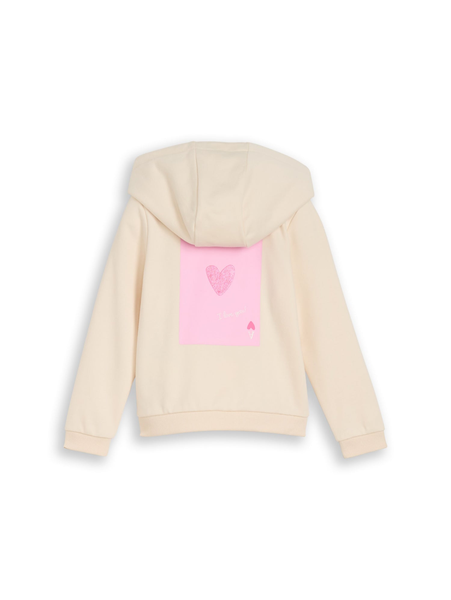 TOM TAILOR Hoodie Kinder Sweatshirt mit Herz-Print halber Reißverschlusskragen