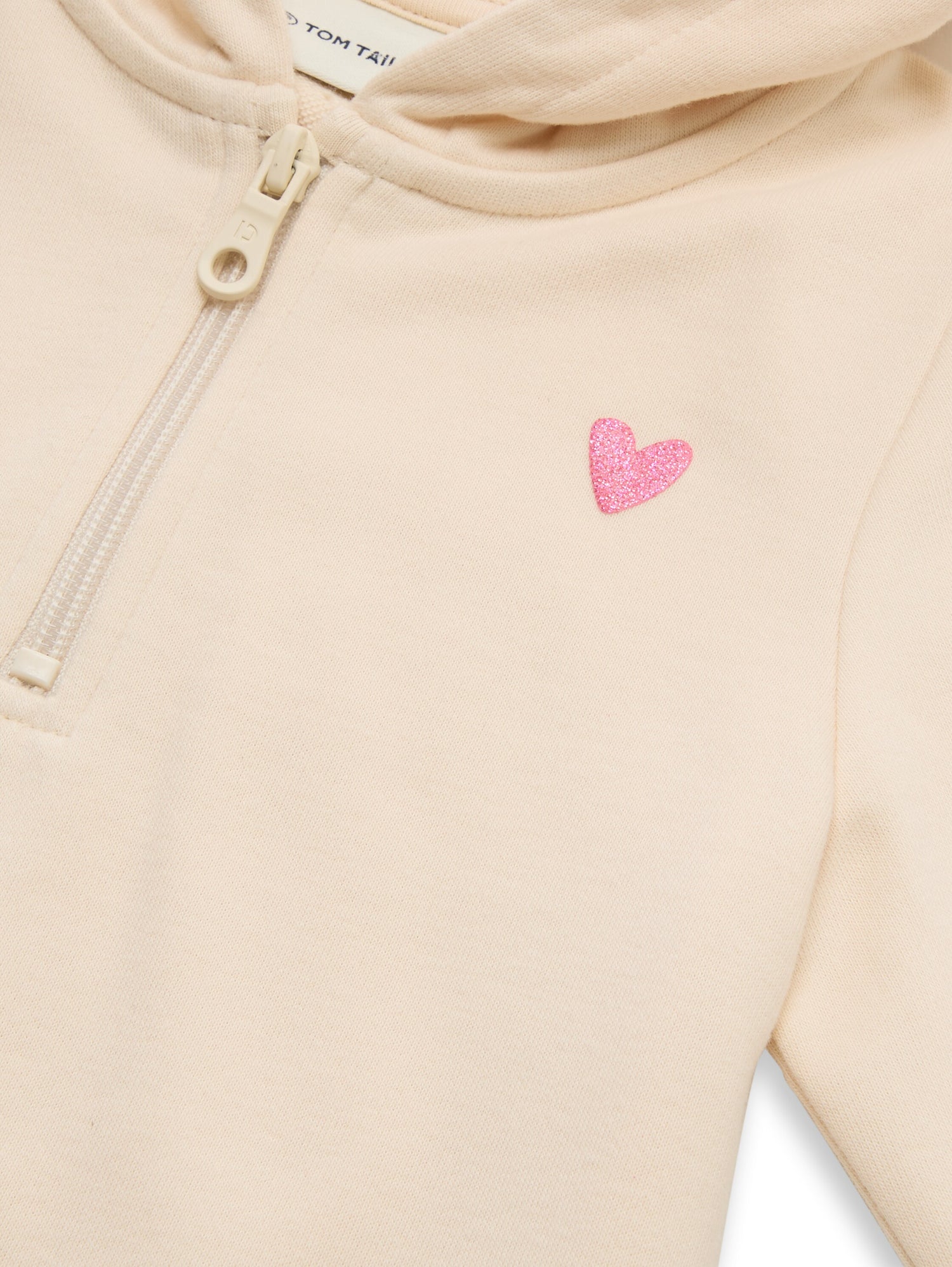 TOM TAILOR Hoodie Kinder Sweatshirt mit Herz-Print halber Reißverschlusskragen
