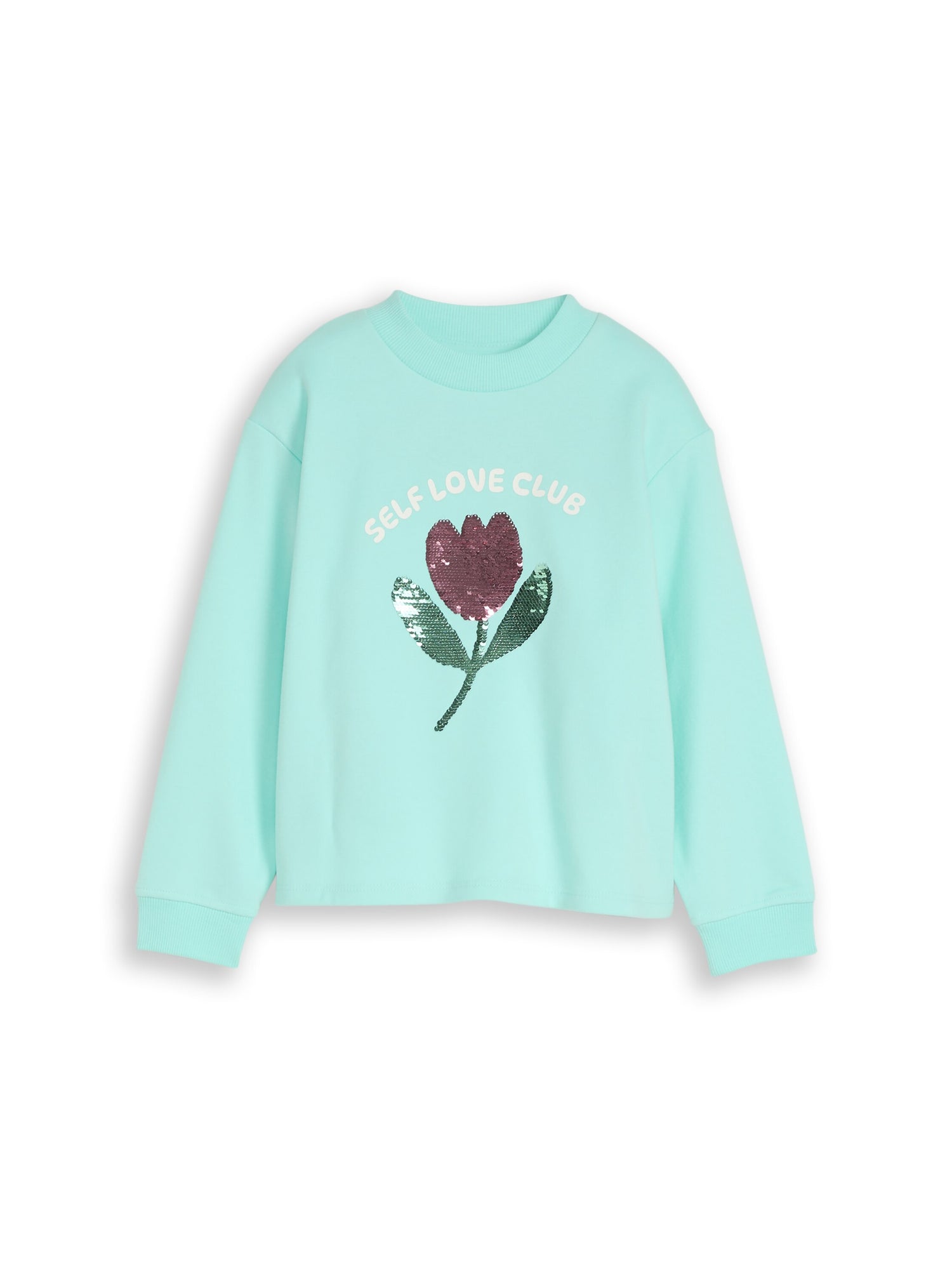 TOM TAILOR Trendiges Kinder Sweatshirt Kurz geschnitten Wendepailletten Gummibündchen Baumwolle