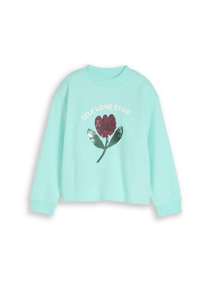 TOM TAILOR Trendiges Kinder Sweatshirt Kurz geschnitten Wendepailletten Gummibündchen Baumwolle