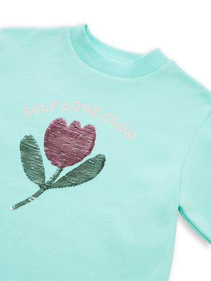 TOM TAILOR Trendiges Kinder Sweatshirt Kurz geschnitten Wendepailletten Gummibündchen Baumwolle