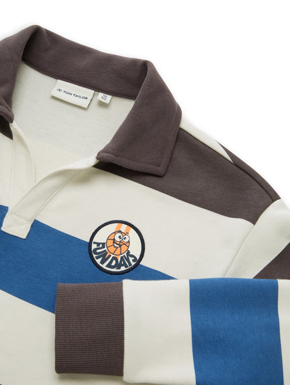TOM TAILOR Oversize Kinder Sweatshirt Rugby-Stil Print überschnittener Schulternaht
