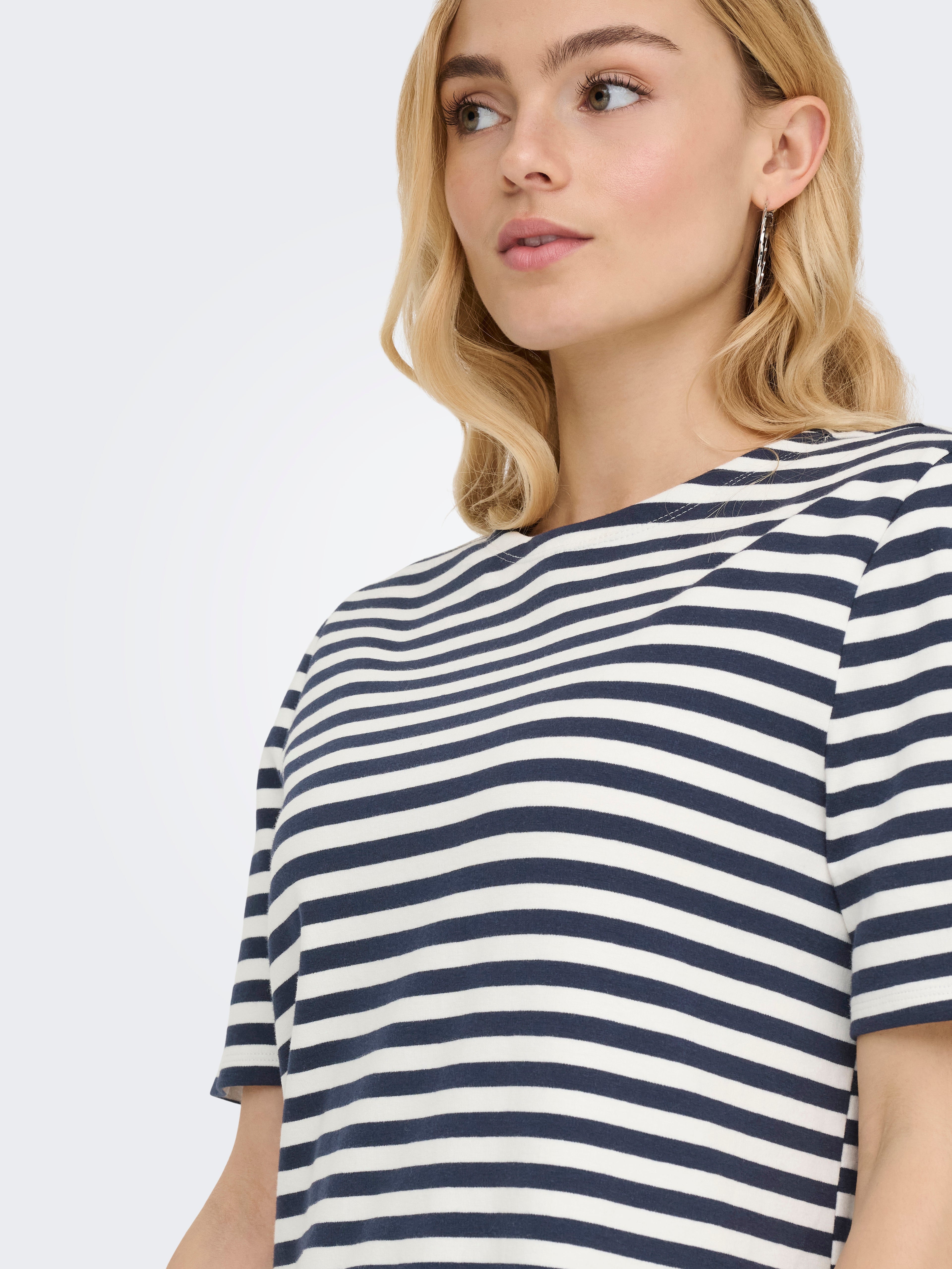 ONLY JdY JDY Damen Kleid Rundhals Kurzarm Normal geschnitten 95% Baumwolle