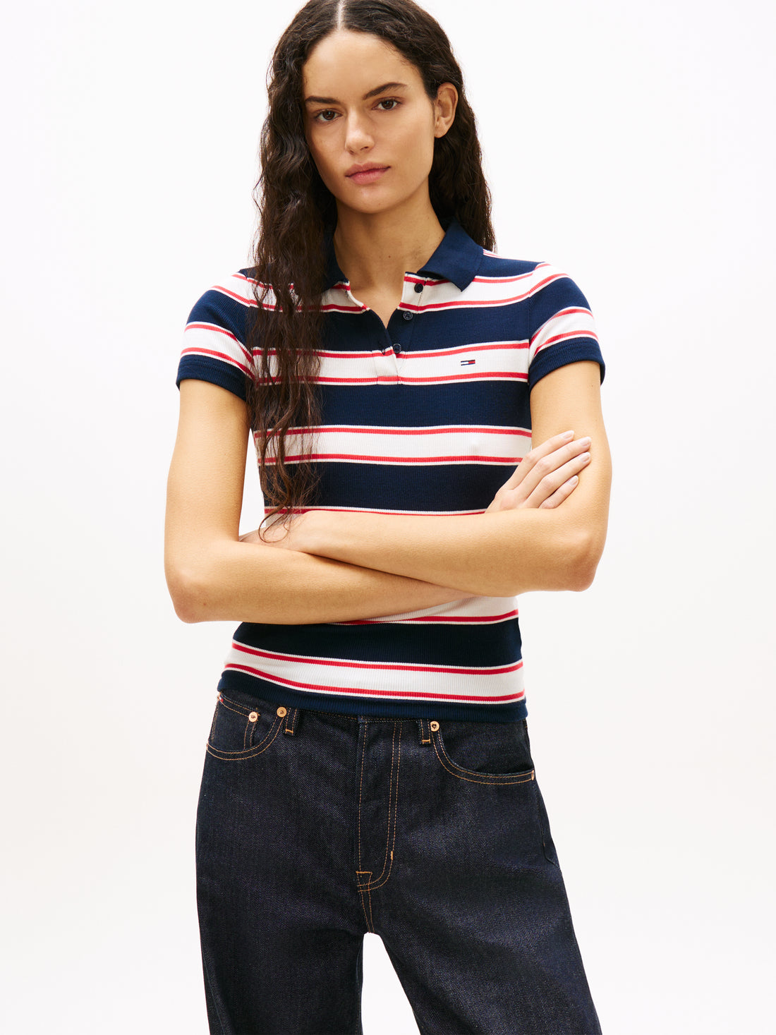 TOMMY HILFIGER Sportswear Division Damen T-Shirt Gestreift mit Elasthan
